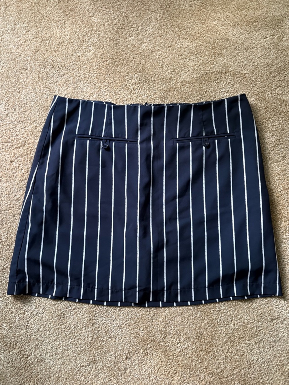 Golftini Navy Vertical-Stripe Skirt with Pocket Detail Size 12